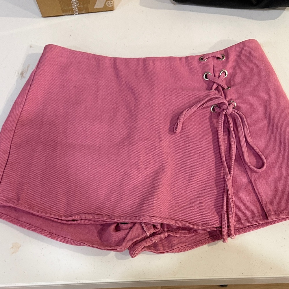 Altar'd State Pink Lace-Up Women's Skorts